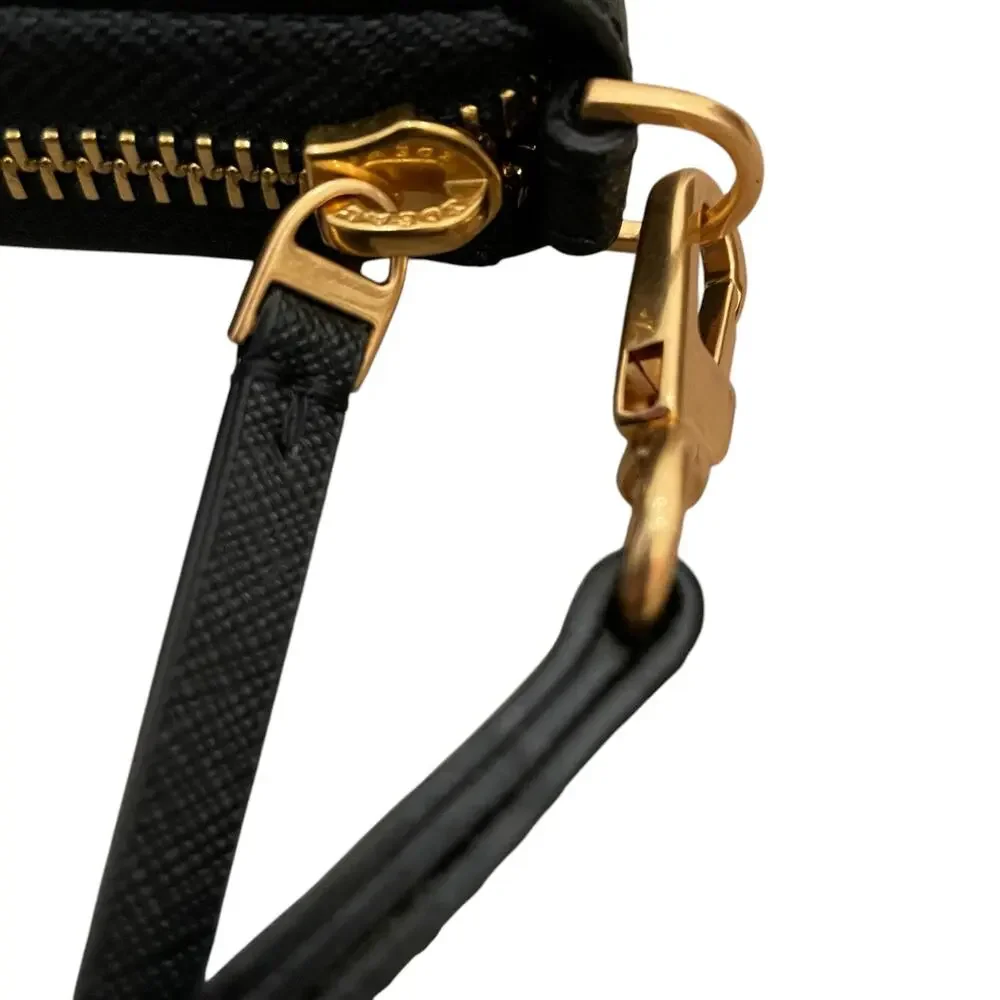 TORY BURCH Emerson Wristlet Zip Continental Wallet Saffiano Leather Black NEW